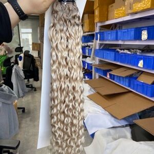 Blonde Curly Hair Extension 20in (measures 21)